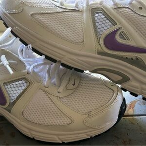 Nike White and Purple Athletic Sneakers Dart 9